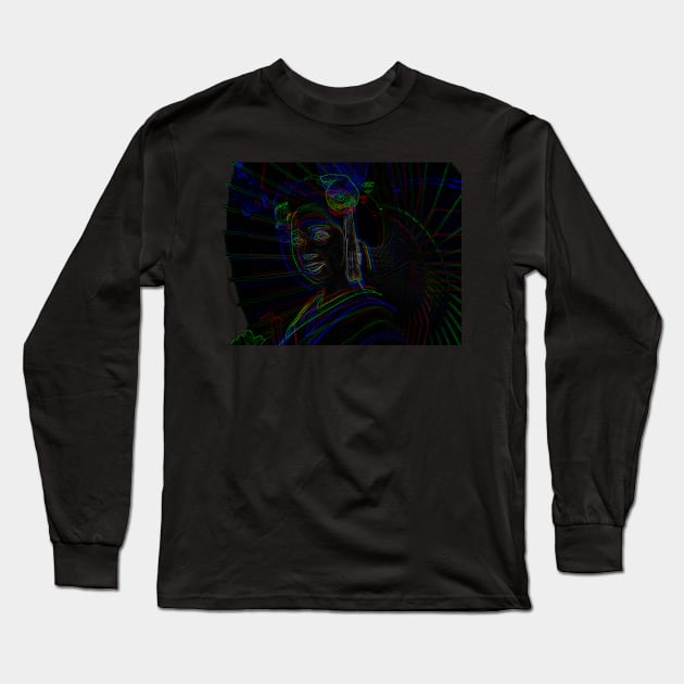 Japanese Geisha - Neon Long Sleeve T-Shirt by Like Water